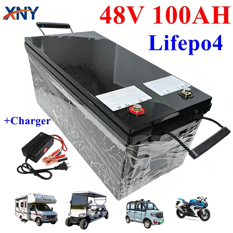 

lithium 48v 100AH lifepo4 battery with BMS for tricycle golf cart inverter Solar energy storage scooter +58.4V 10A charger