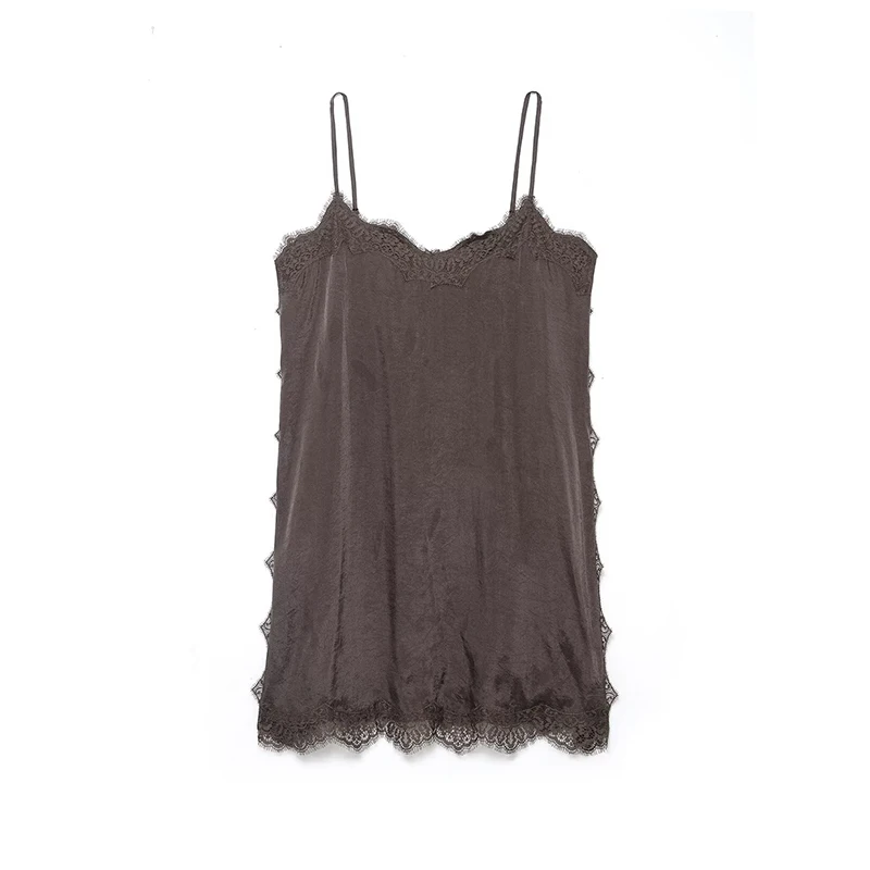 

Women Lace Patchwork Sling Top Sexy Sleeveless Side Split Underwear Style Vest Top 2026 New Summer Lady Party Vacation Tops ﻿