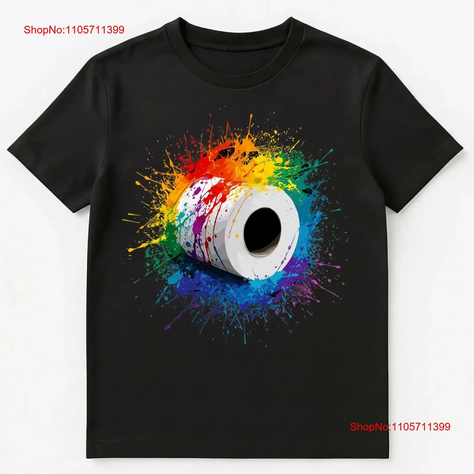 Colorful Paint Splash Toilet Paper Roll Art T Shirt long or short sleeves vintage Washed Versatile homme Stylish Breathable