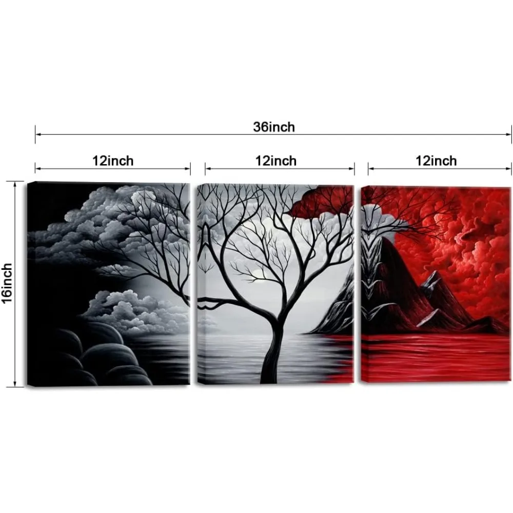 Wieco Art The Cloud Tree 3 لوحات الحديثة Giclee قماش يطبع عمل فني مجردة المناظر البحرية لوحات الاستنساخ صورة شاطئ البحر