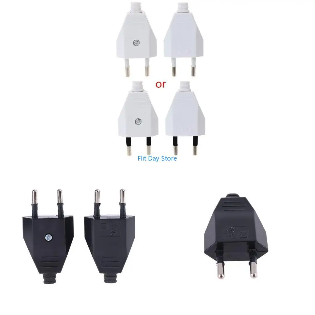 F92C 2 Pcs German Type European 2 Pin Plugs Cables 2.5A 220V Electric Contact