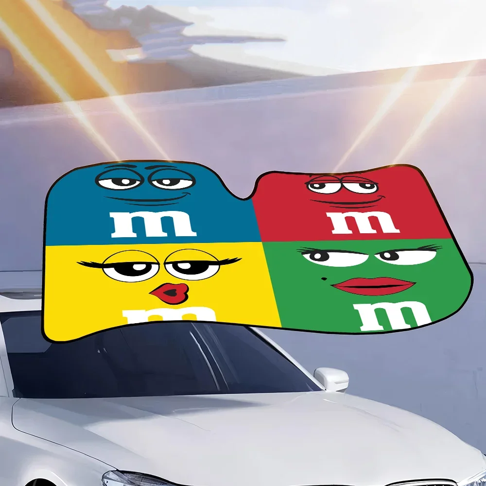 M & Ms الشوكولاته ساخنة الزجاج الأمامي ظلة نافذة السيارة غطاء الزجاج الأمامي الشمس الظل السيارات الشمس قناع سيارة يغطي