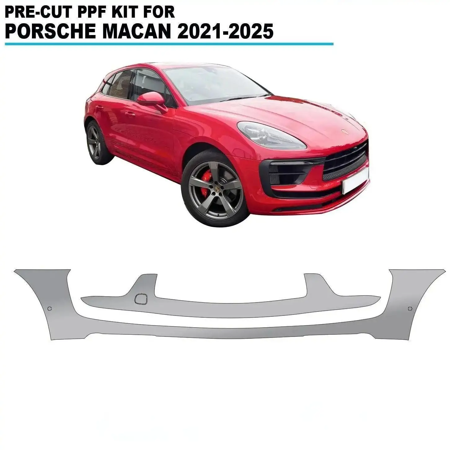

For Porsche Macan 2021-2025 TPU Bumper Hood Scratch-Resistant Self-Healing Paint Protection Film Invisible Pre-cut PPF ﻿Kit