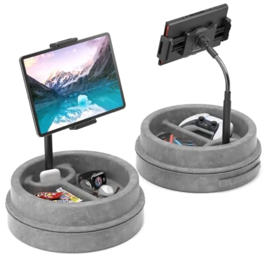 

KDD Tablet Pillow Stand for Lap MultiAngle iPad Stand with Storage Tray 360 Rotating Clip Gooseneck Tablet Soft Pad Dock for Be
