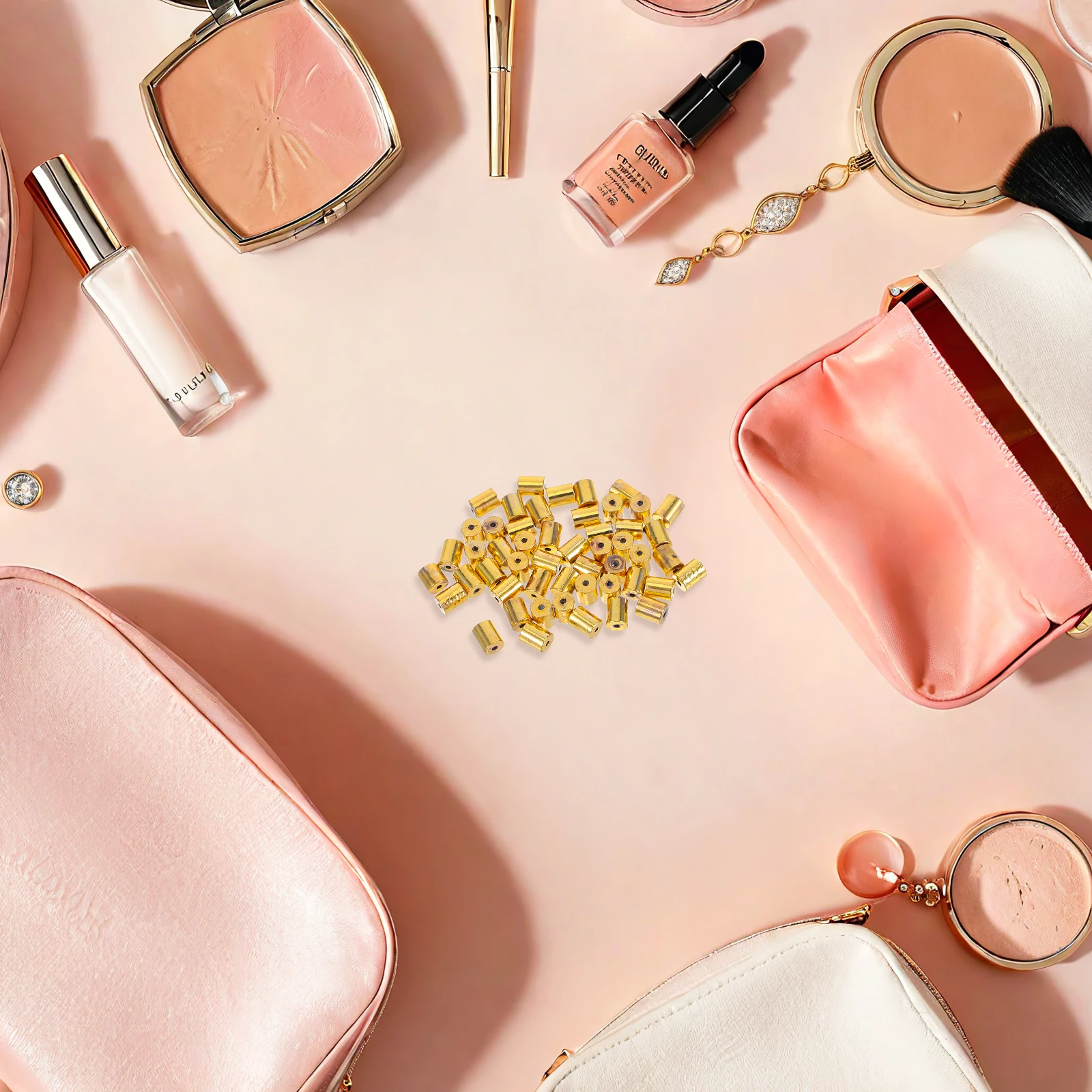 

50Pcs Copper Earring Backs Small Cylinder Anti-Drop Locking Stud Earring Backs Replacement Jewelry Findings Piercing Ear Back