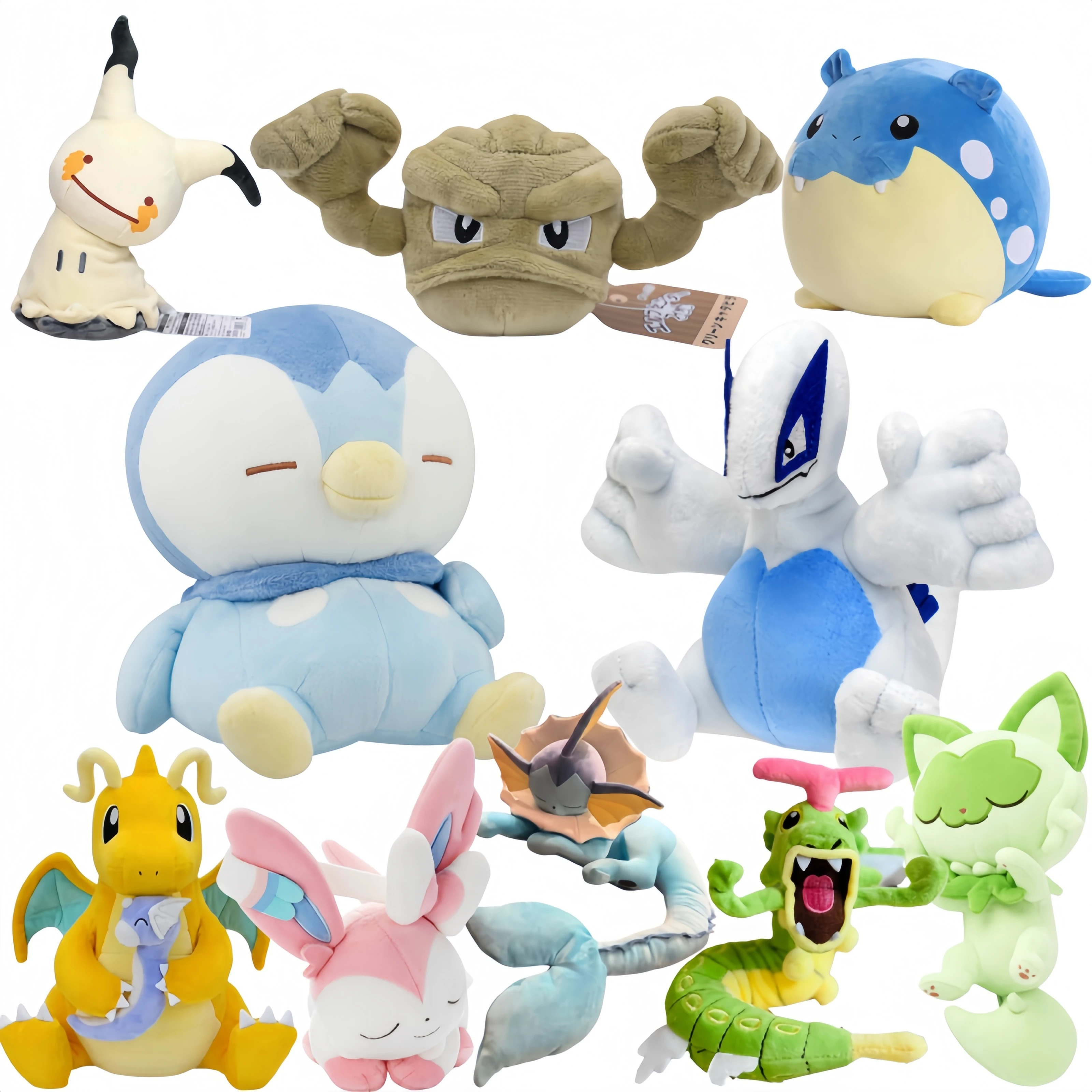 

Pokemon Piplup Lugia Doll Sleeping Vaporeon Sprigatito Pikachu Plush Doll Cos Mimikyu Geodude Caterpie Gyarados Dragonite Doll