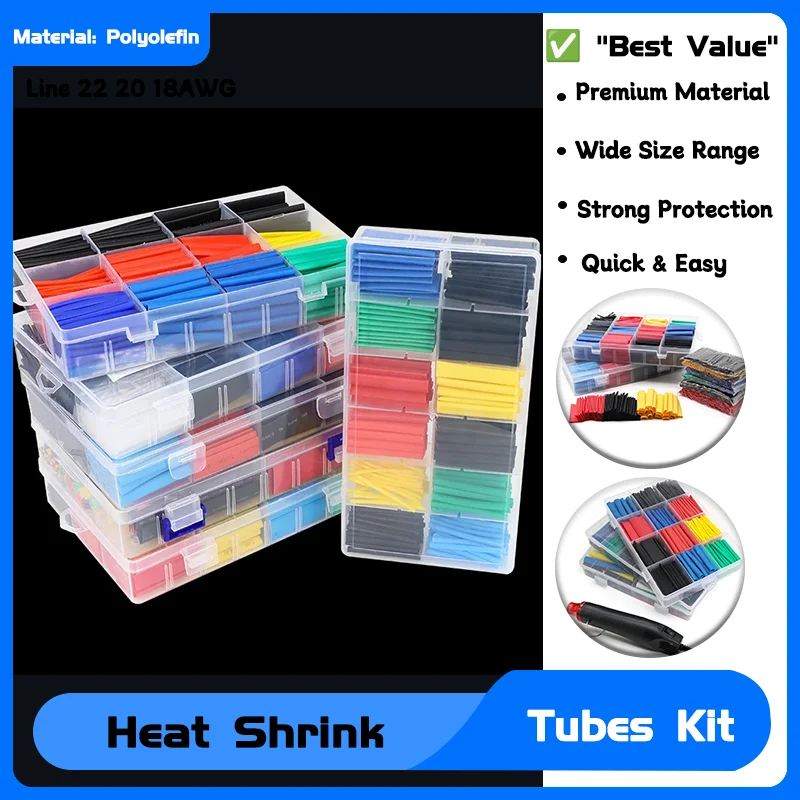 

2:1 Shrinkable Wire Shrinking Wrap Tubing Wire Connect Cover Protection Sleeving 1/2/5Set Heat Shrink Tubing Wrapping kit
