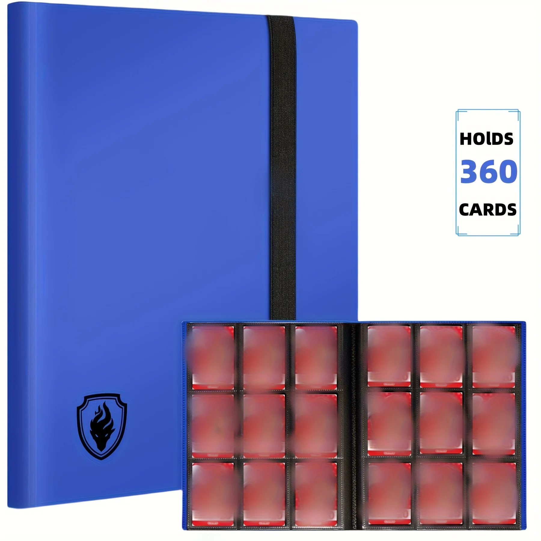 9-vakjes trading card binder voor 360 kaarten, stijlvolle zijdelingse kaartenalbum, stevige kaartenverzamelfolder voor TCG