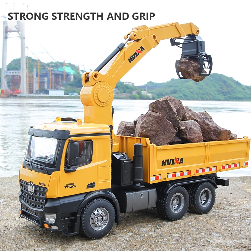 Huina 1575 1:14 Engineering Machine Professional Remote Control Alloy Timber Grapplo Dump Truck 1/14 Scale Channel Toys Vehicle