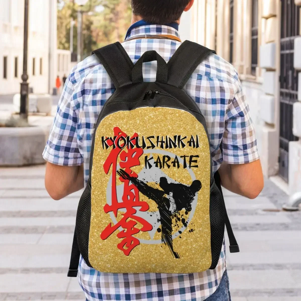 Zaini Karate Kyokushi per uomini e donne, studenti delle scuole universitarie, bookbag adatto per borse per arti marziali per laptop da 15 pollici