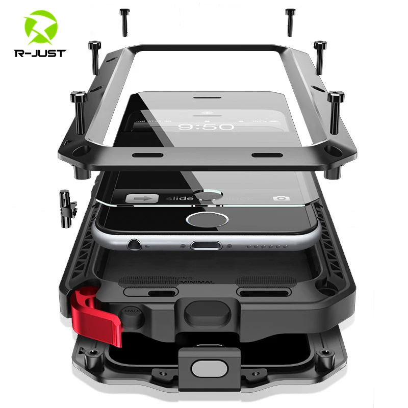 

Heavy Duty Protection Doom Armor Metal Aluminum Phone Case for iPhone 12 13 14 Pro 11 6 7 8 Plus X XR Shockproof Dustproof Cover