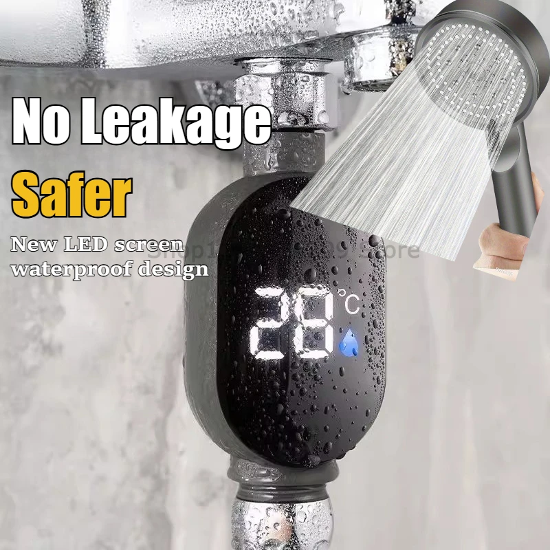 شاشة LED للحمام باللون الأسود 0 ℃ ~99 ℃   المنزل دش المياه ميزان الحرارة المياه دقيقة قياس درجة الحرارة متر الحمام