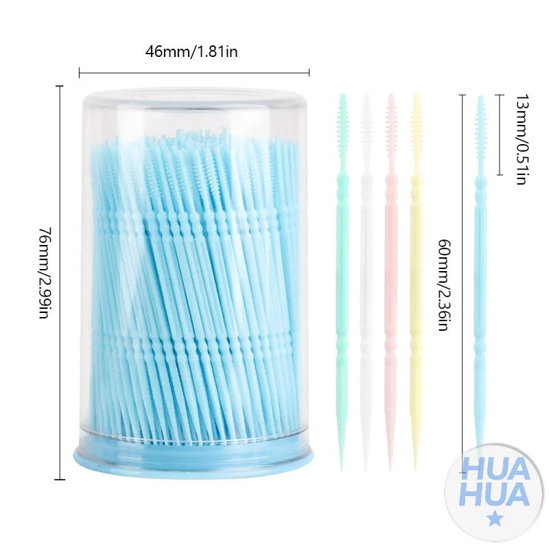 

HUA HUA 300/Pcs Toothpick Brush Plastic Toothpick Double Head Disposable Household Interdental Brush Teeth Picking Dental Floss