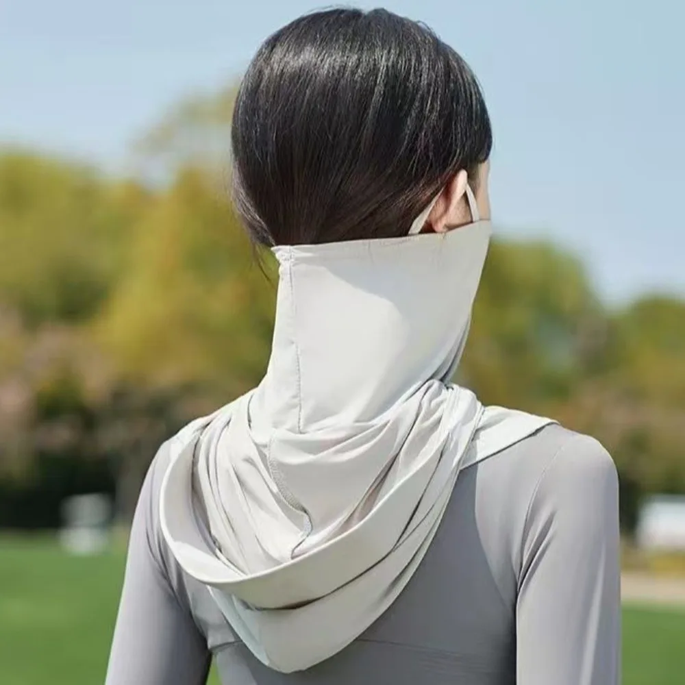 

Тонкая регулируемая Балаклава для лица, пылезащитная защита от ультрафиолета, маска из ледяного шелка, козырек, шляпа, однотонная вуаль с защитой от ультрафиолета, уличная