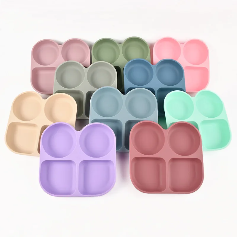 New BPA Free Soft Silicon Toddler Feeder Tableware Utensils Sets For Children Custom Baby Silicone Feeding Set