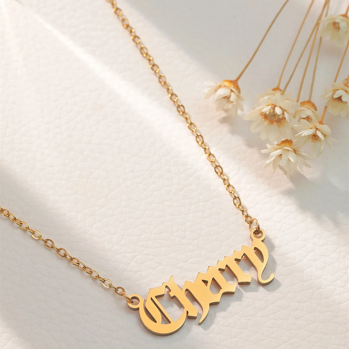 

Stainless Steel Custom Name Necklace Fashion Gothic Pendant Personalized Jewelry for Women Gift