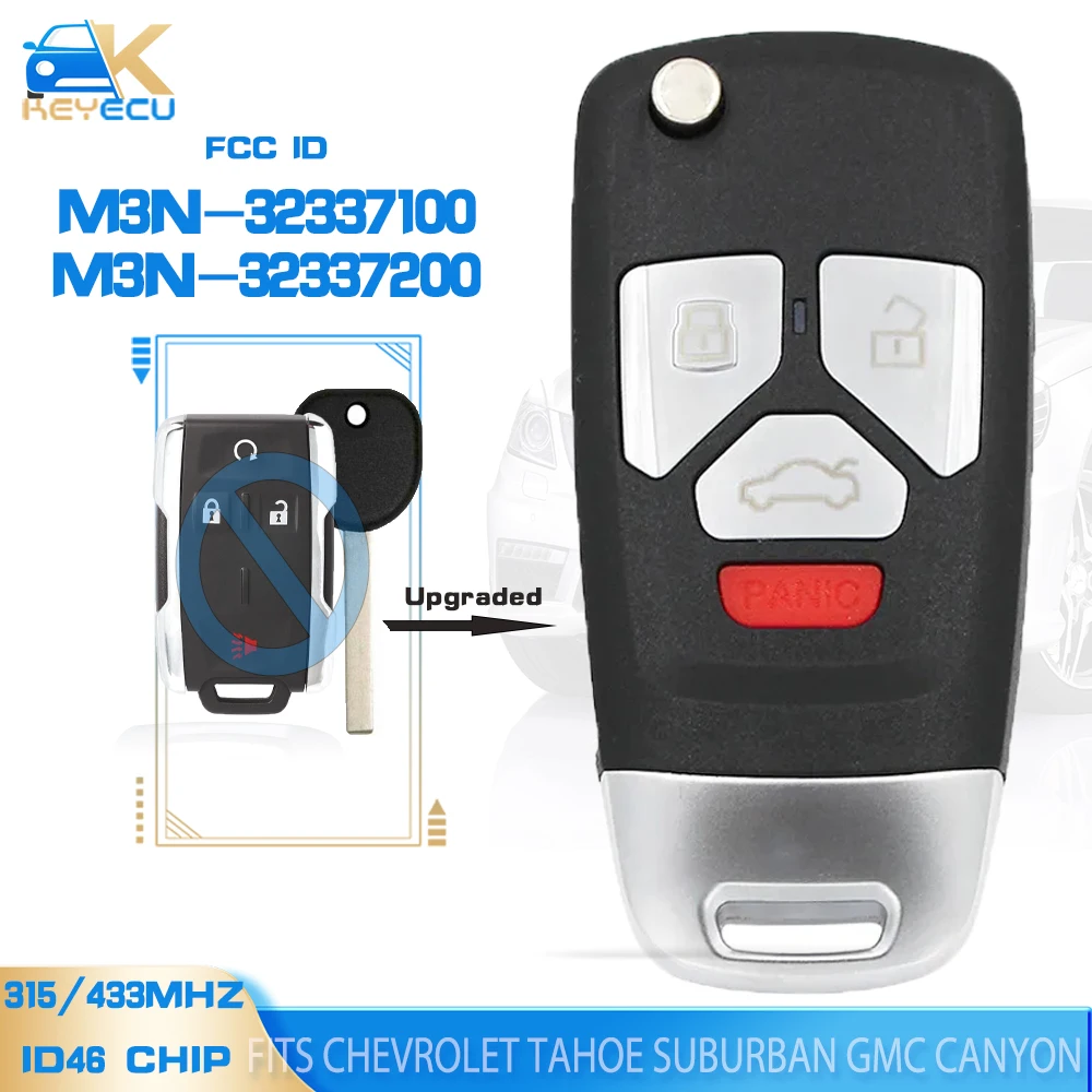 

KEYECU M3N- 32337200 , М3Н- 32337100 Модернизированный откидной пульт дистанционного управления 315 МГц/433 МГц ID46 для Chevrolet Tahoe Suburban GMC Canyon 2015