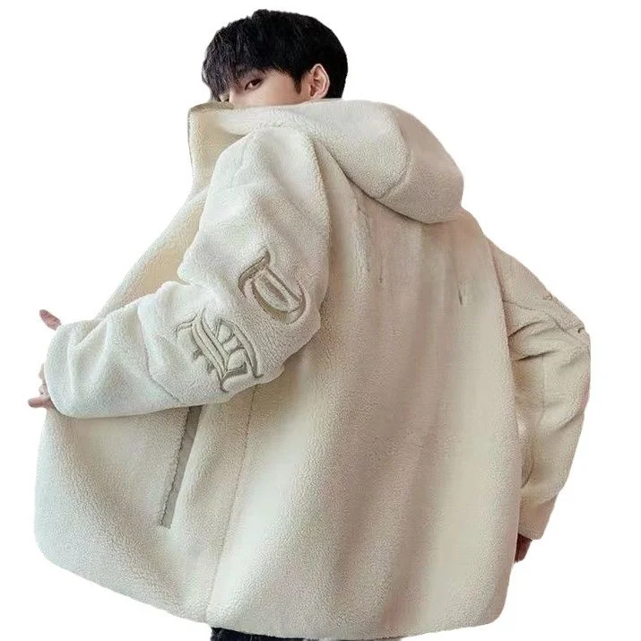 

Lamb Fur Cotton Jaet Men's Thiened Autumn Winter New Sle Particle Fce Winter Clothes Trendy Brand Zipper Decoration ...