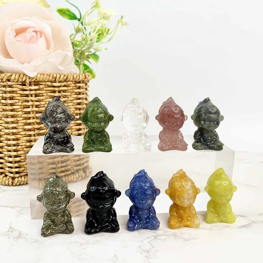 1Pc Random Natural Crystal Mini Monkey Energy Healing Meditation Hand Carving Home Decoration Decoration Collection BirthdayGift