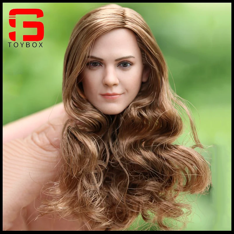 Emma Watson Goldenes Langhaar-Kopfskulptur-Schnitzmodell im Maßstab 1:6 für 12-Zoll-Femal-Soldat-Actionfigur-Körperpuppen