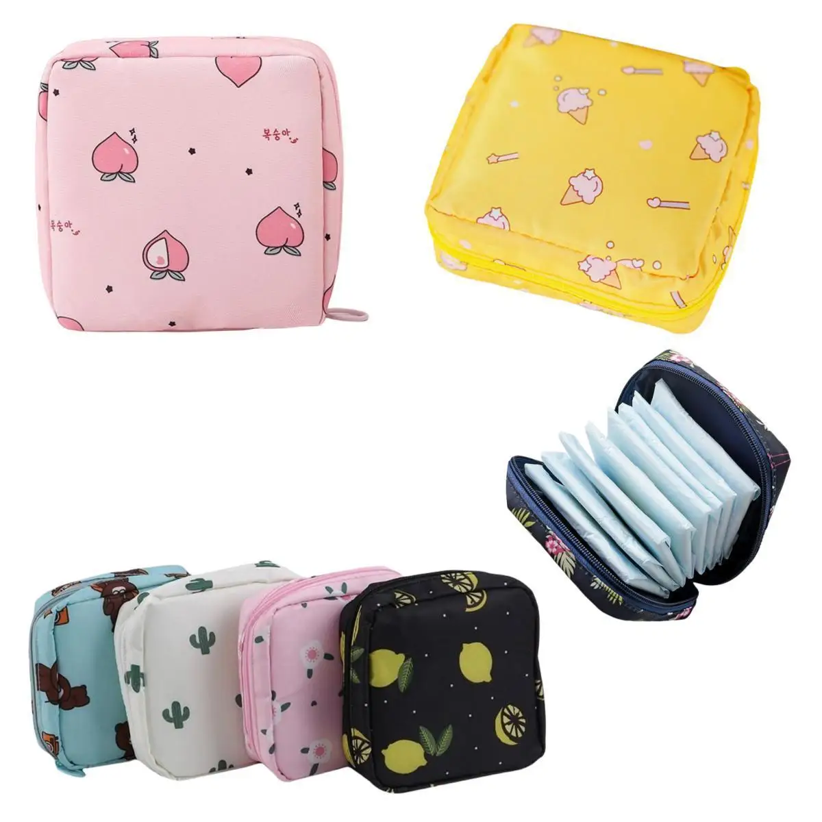 Women Sanitary Napkin Tampon Storage Bag Cute Sanitary Pad Pouches Portable Makeup Lipstick Key Earphone Data Cables Organizer