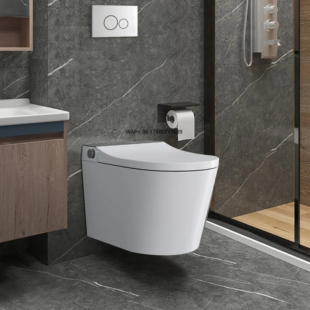 

Durable Smart Toilet with Wall-Mounted Euro Design Bathroom Bidet Heated Seat Built-in Tank Nice Automatic Features