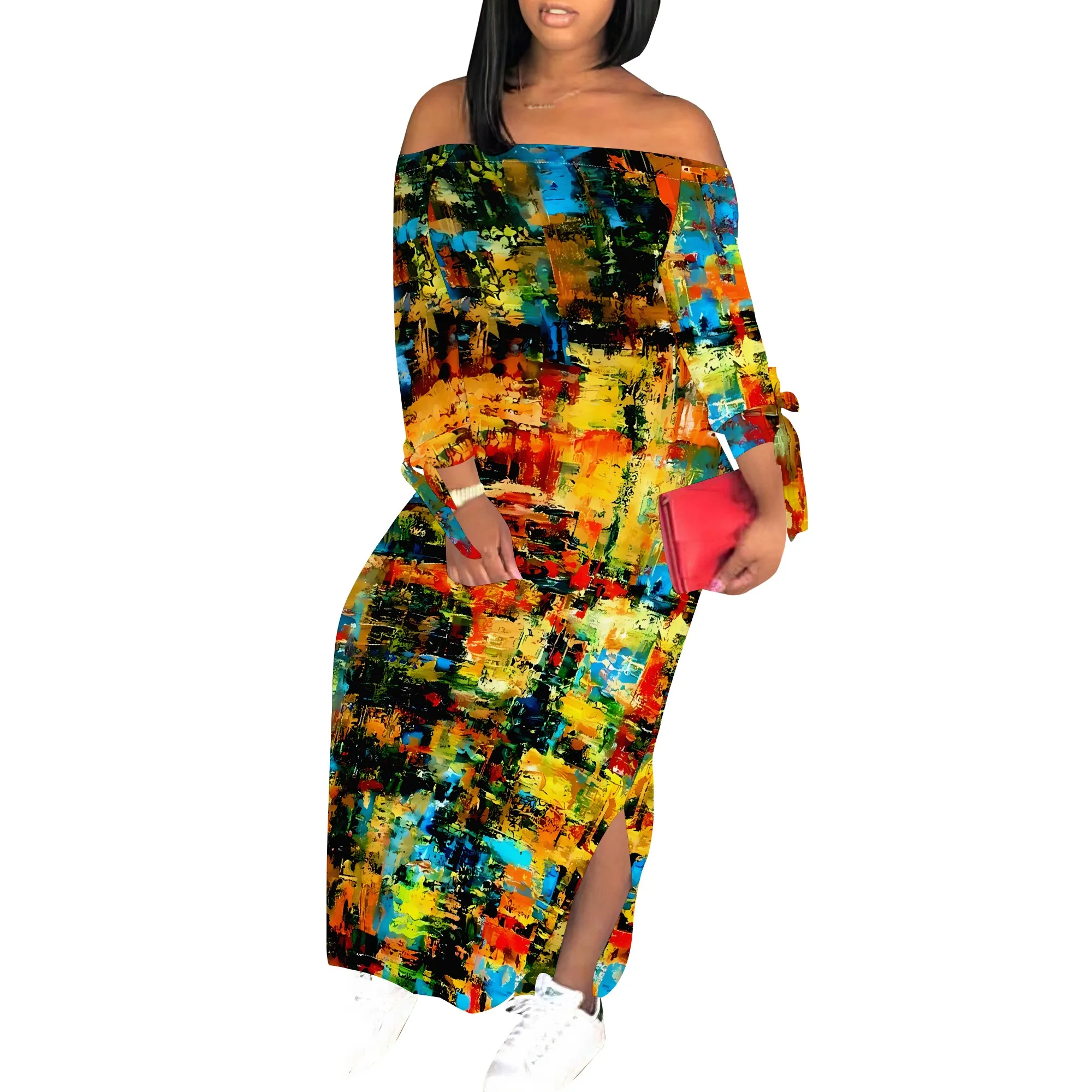 Robe longue rose à imprimé Floral, manches longues, romantique, élégante, coupe cintrée, moulante, printemps