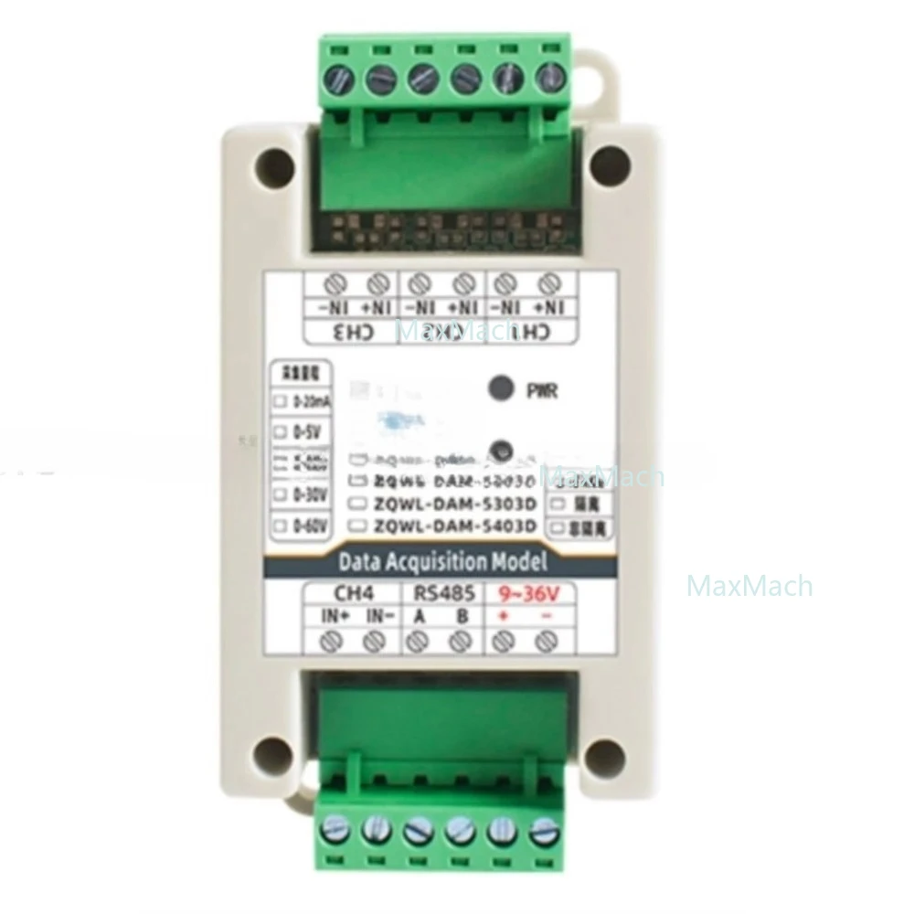 2-16 Channels Analog Inputs Acquisition Module 16-bit Modbus RTU, Isolated RS485 Data Acquisition 0-10V 0-20mA Industrial Grade