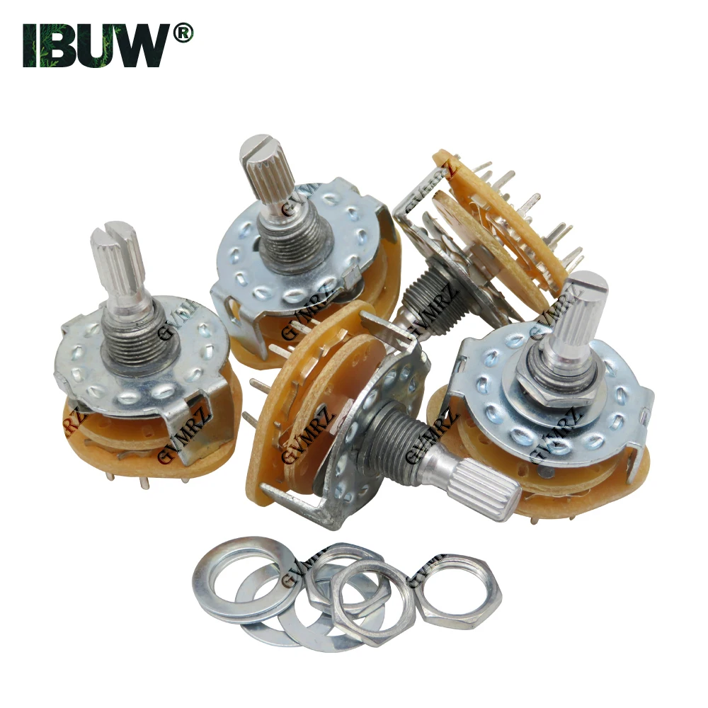 

Поворотный переключатель RS25 (1P11T, 2P4T, 2P5T, 2P6T, 3P3T, 3P4T, 4P3T) с крепежным винтом и шайбой