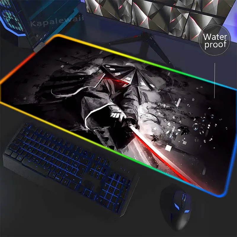 

RGB Japanese Samurai Mousepad Large Mouse Pad LED Backlit Speed Keyboard Pads Computer Gamer Desk Mat Waterproof Table Carpet