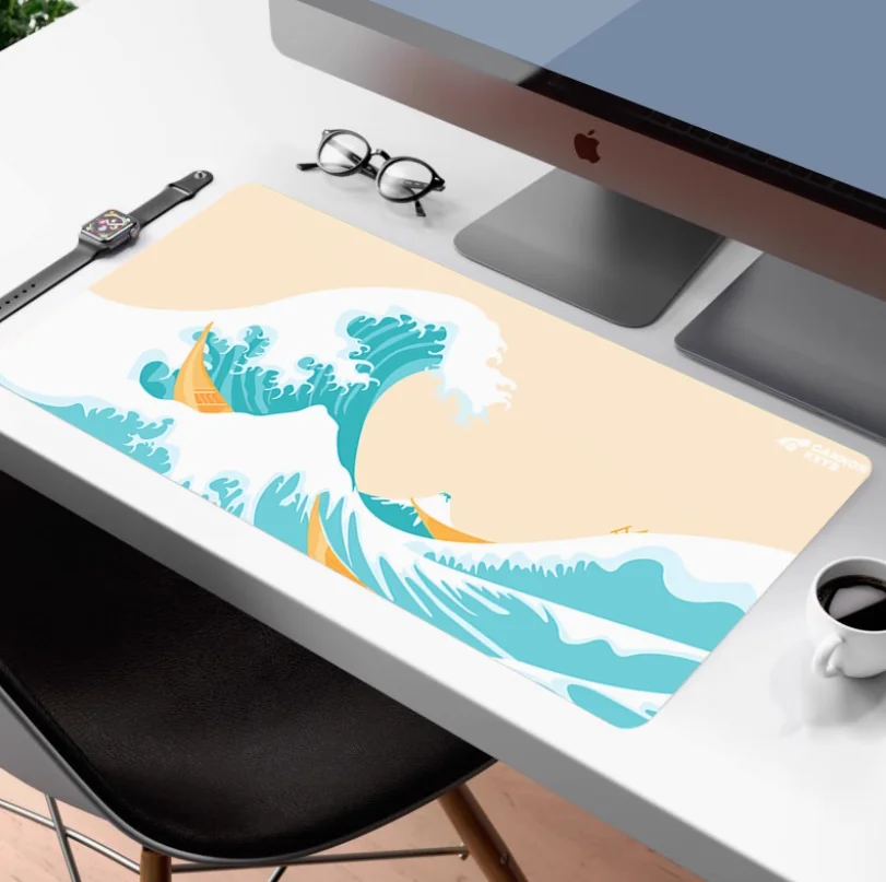 

Kanagawa Waves Mouse Pad Large Size Waterproof Office Esports Computer Keyboard Ukiyo Japanese Style Natural Rubber Accessories