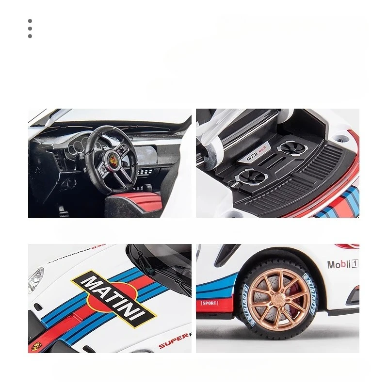 1:24 Porsche 911 GT3 RSR voiture de sport alliage moulé sous pression jouet véhicules métal voiture modèle son lumière retirer enfants jouets Collection cadeaux