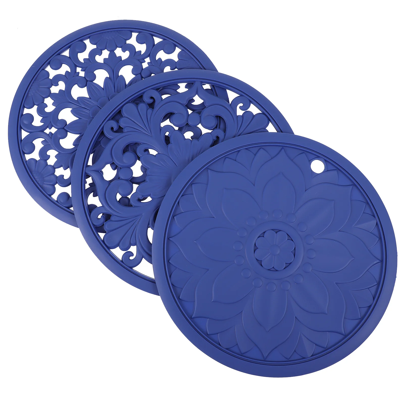 

3pcs Heat Insulation Mat Thickened Silicone Non-Slip Hollow Design For Tableware Cup Coaster Dining Mat Dish Protector Placemat