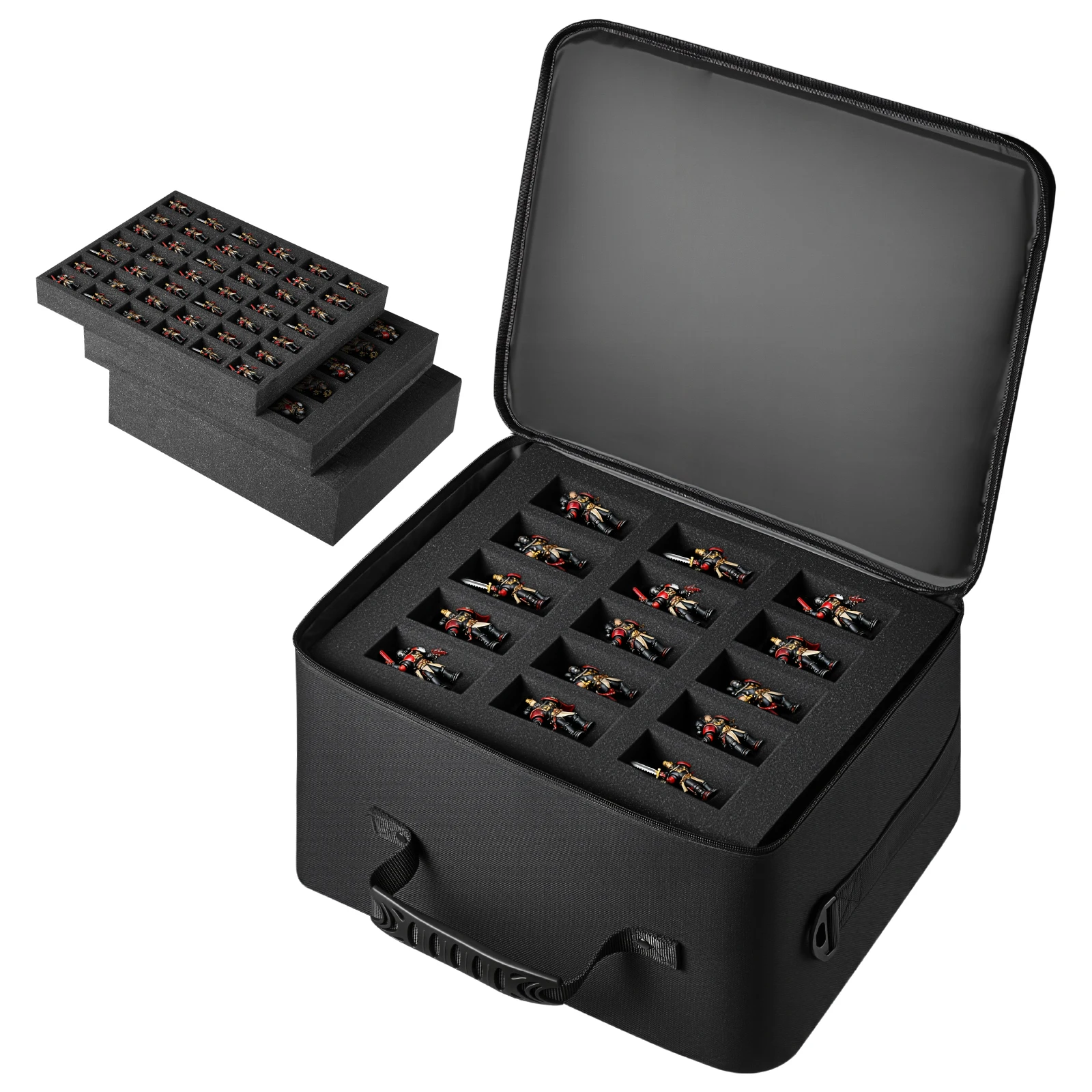 

SucceBuy 5 Tray Miniatures Transport Case Fits 500-750 Scale Models Wooden Miniatures Storage Display Holder for Collectibles
