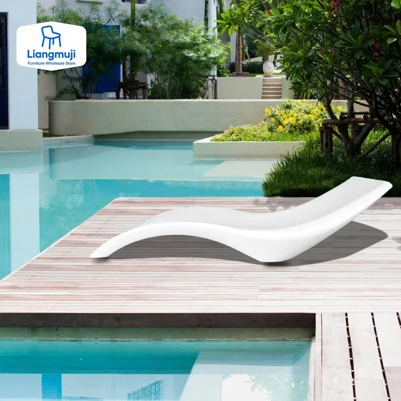 

XGC Sun Loungers & Silla Playa Set of 2 Outdoor In-Pool Furniture Designer White Chaise for Water Relaxation Beach Poolside