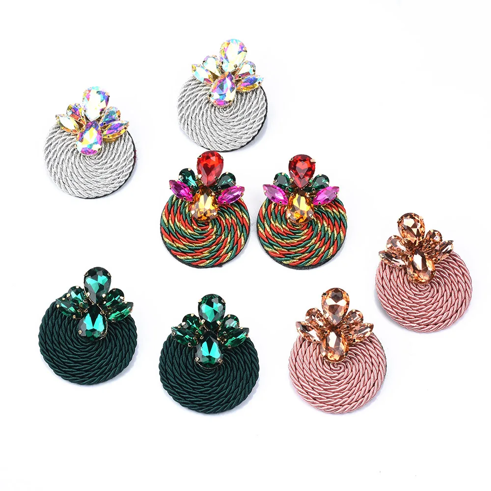 Spring New Products Fashion Geometric Round Earrings Color Crystal Diamond Earrings Jewelry Cross-border Supply