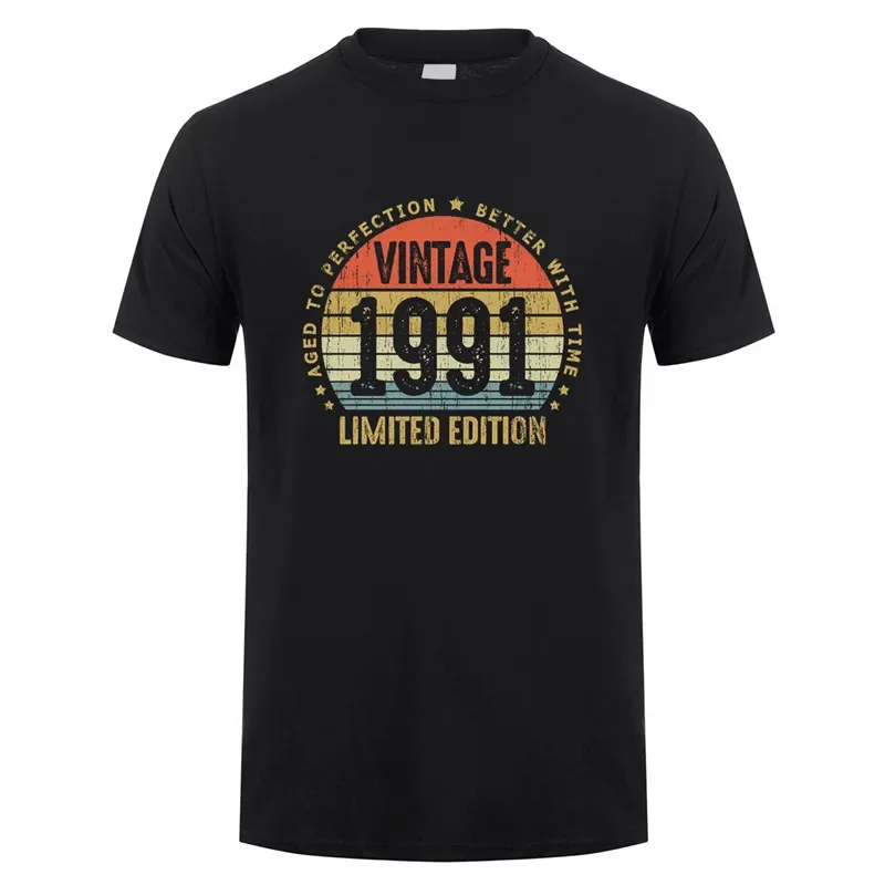 Vintage 1991 30 years old T shirt men unisex cotton cool design tops 40th birthday gift tee DY-003