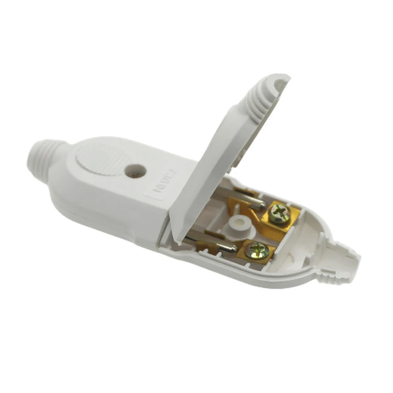 1pc European 2 Pin AC Electric Power Male Plug 10A 250V EU Female Socket Outlet Adapter Wire Rewireable Extension Cord Connector
