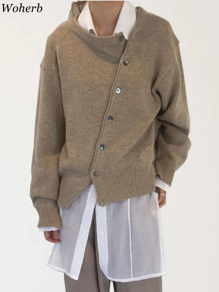 

Irregular Single Breasted Cardigan Jackets Women Sueter Mujer Vintage Knitting Sweater Chic Casual Pull Femme Autumn Clothing