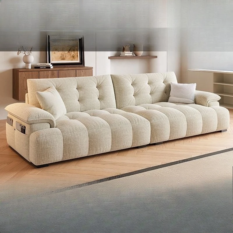 Fabric sofa size apartment living room straight row simple flannel sofa