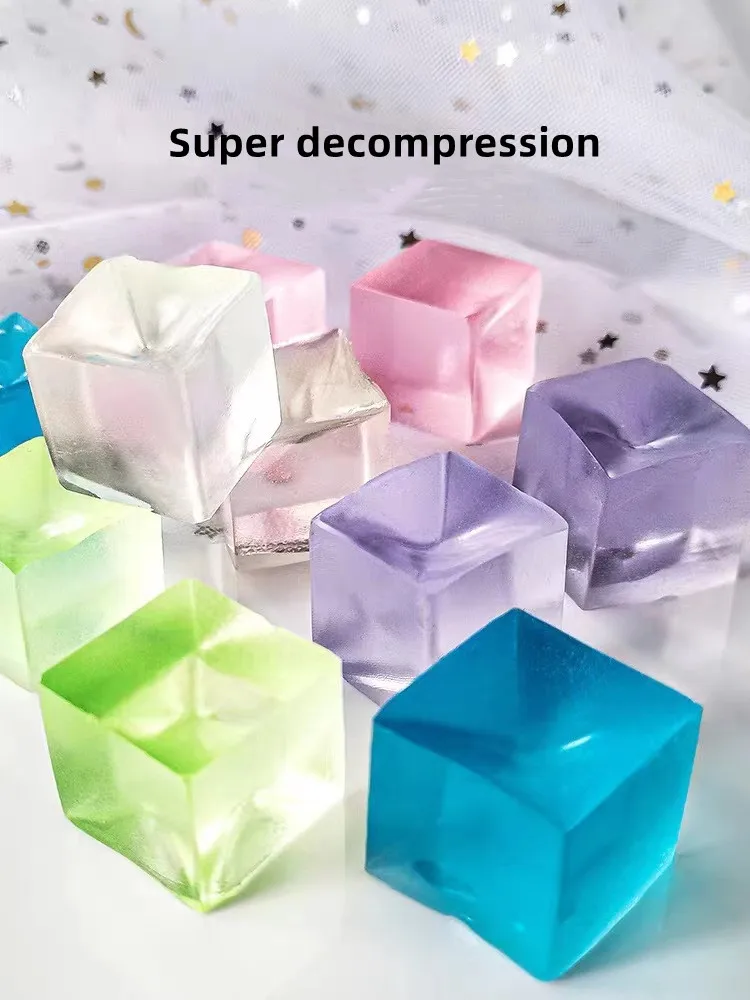 10 Pcs Mini Release Stress Transparent Small Ice Block Pinch Music Children Simulation Relaxing Mood Squeezing Toy Birthday Gif - Detail 1