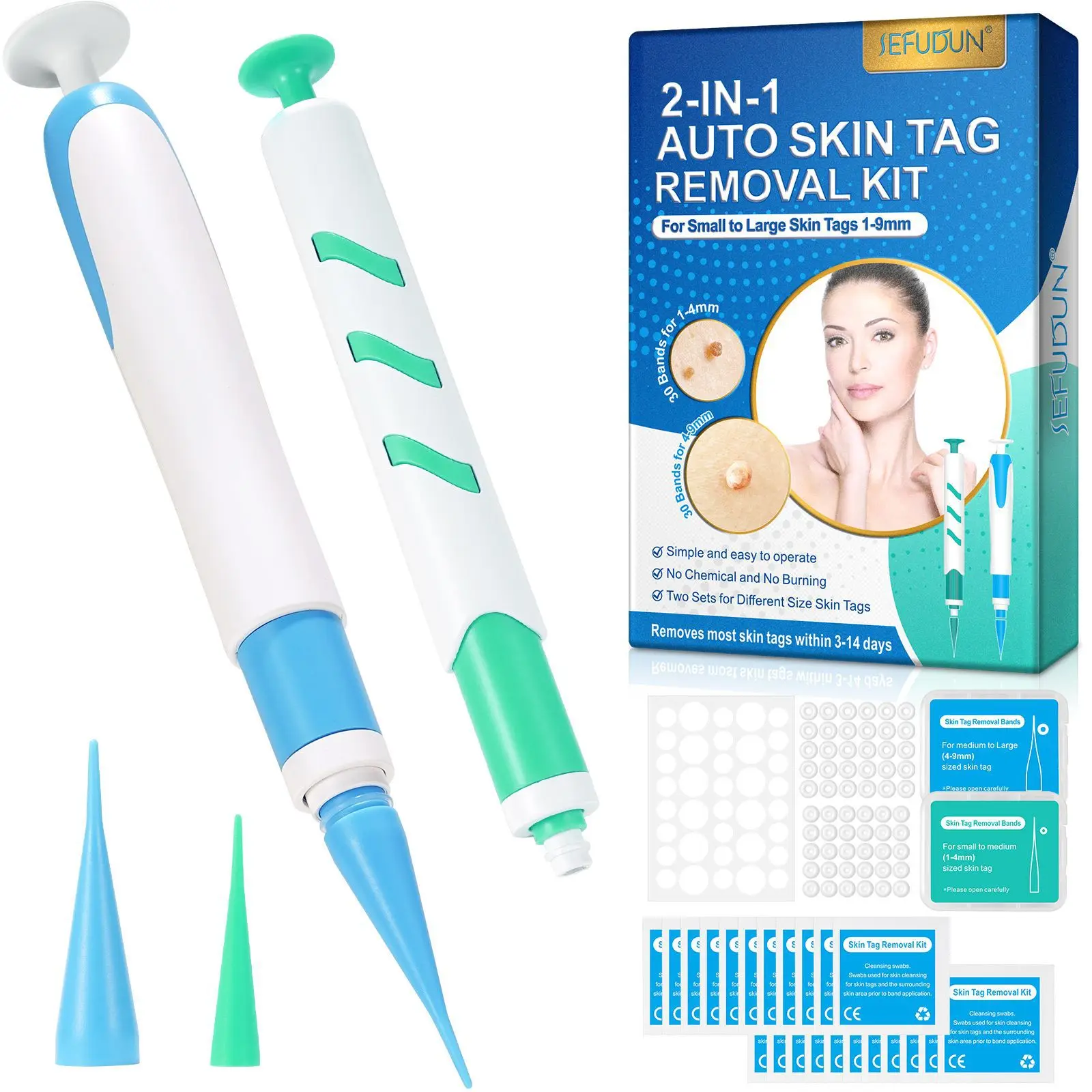 

2-IN-1 Auto Skin Tag Removal Tool Kit Painless Body Mole Wart Removal Pen Skin Tags Dots Treatment Remover Beauty Skin Care Tool