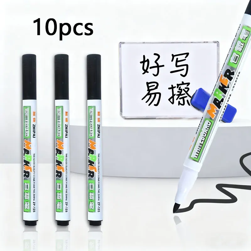 10pcs Classroom Supplies Dry Erase Markers Stationery Whiteboard Markers Erasable Whiteboard Marker Pens  for Office and School