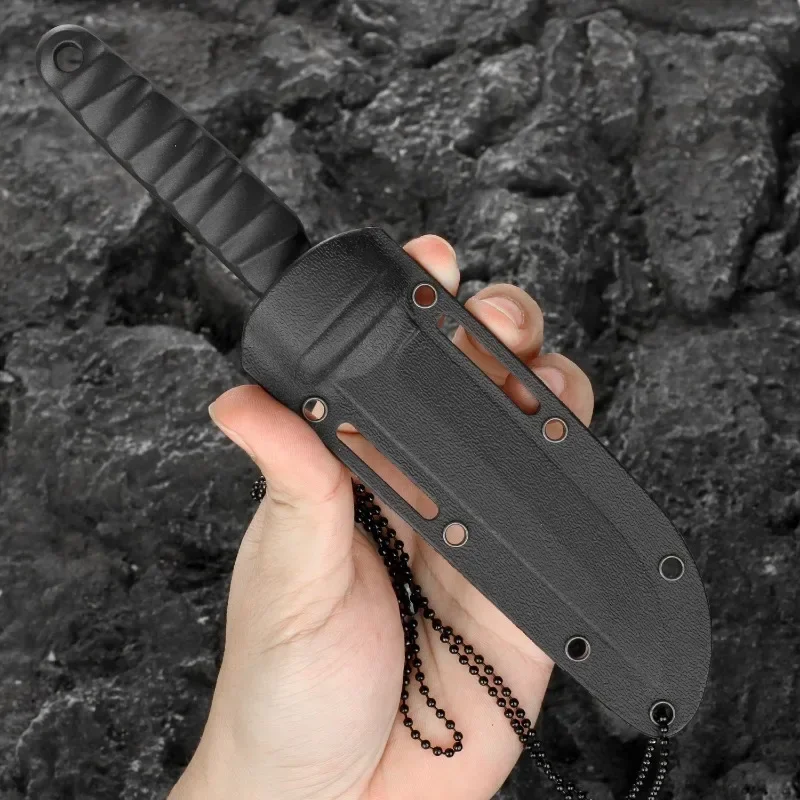 Portable outdoor knife with K-sheath hanging chain, outdoor camping survival knife, EDC high hardness sharp hunting knife Best