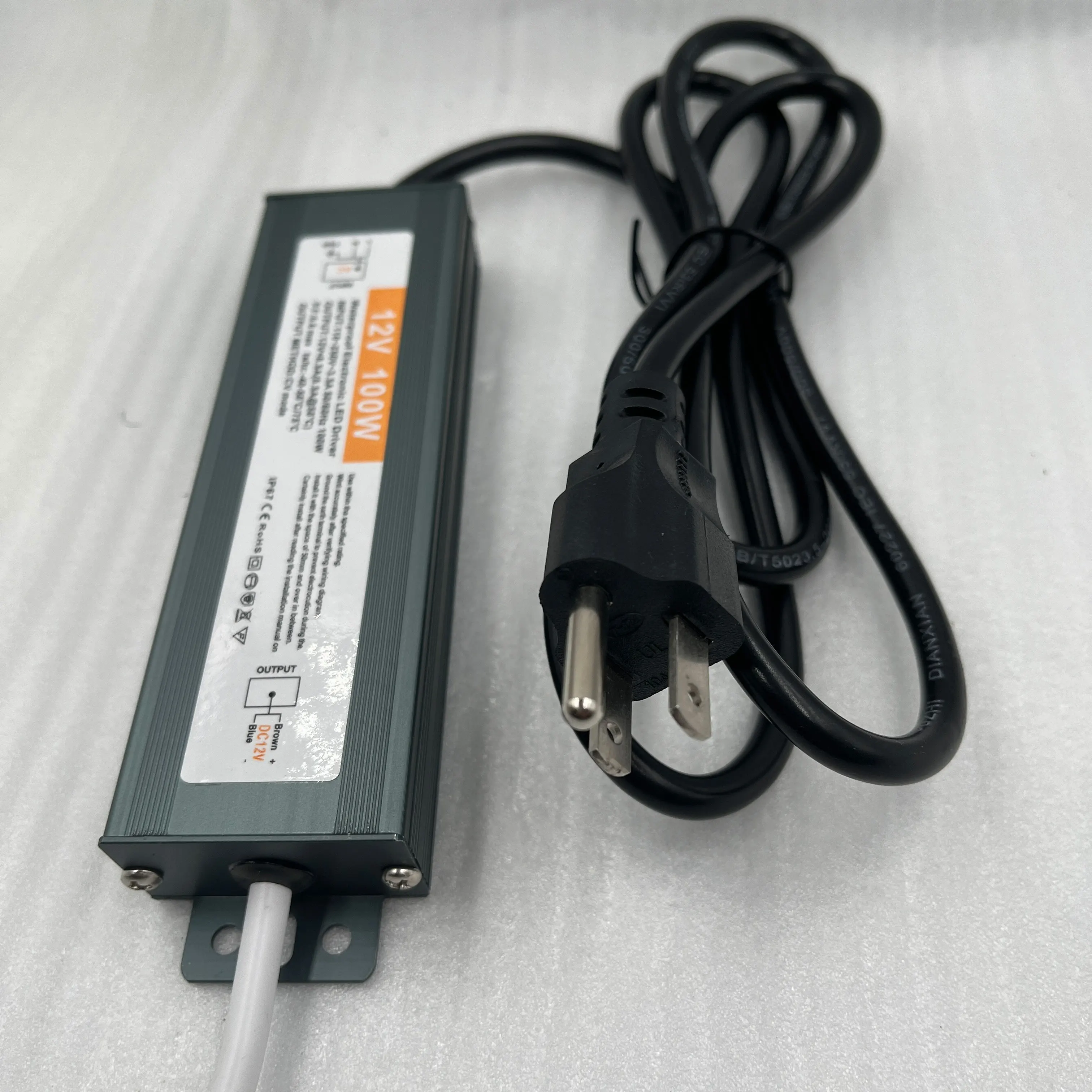 1pcs IP67 LED Transformer 100W 12V For RGBW LED Light With EU US Plug Cord 110-240V T0 12V Adapter For outdoor light