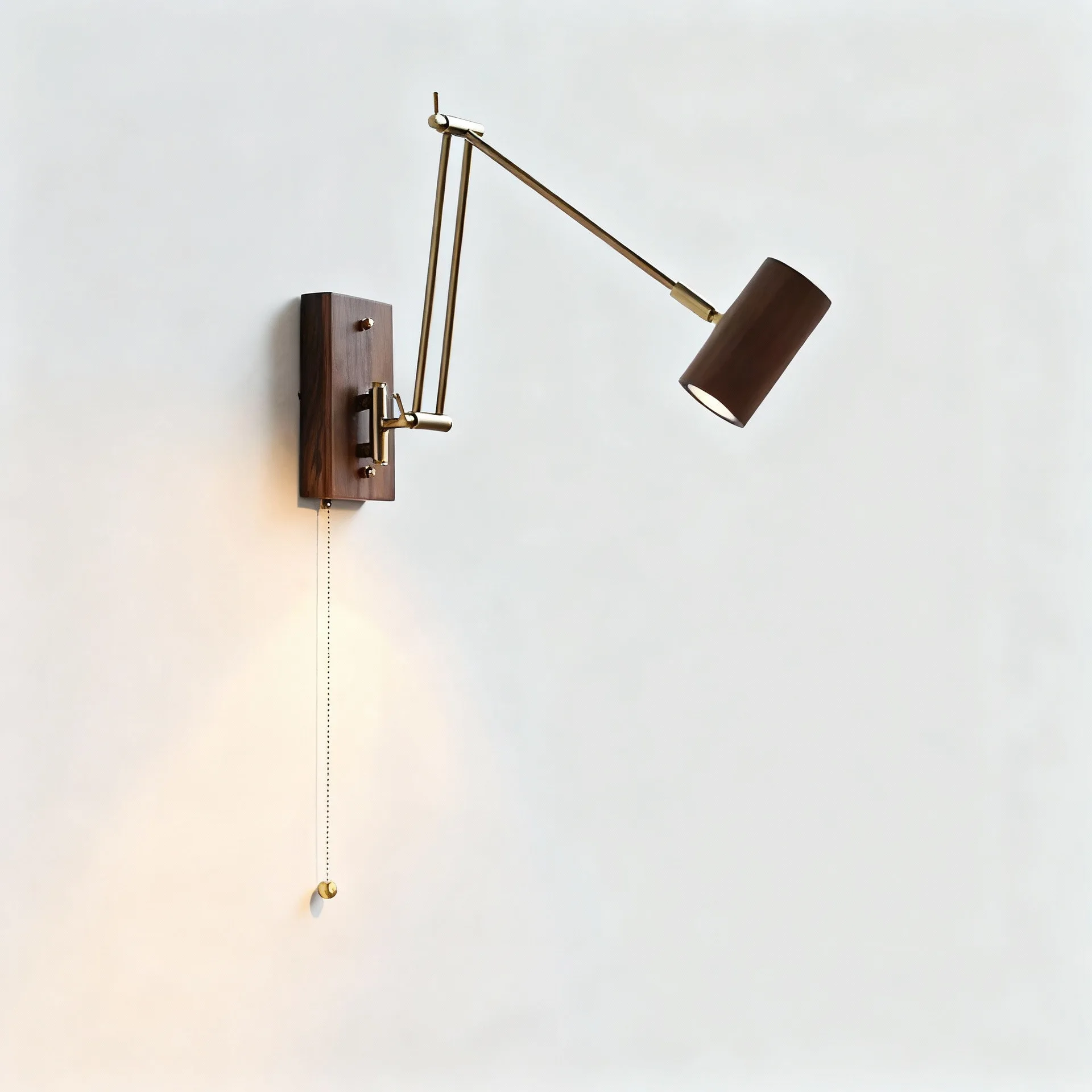 

Japanese-style Folding Long Rocker Arm Wall Lamp Walnut Color Nature Wood Wall Lamps for Living Room Bedside Study Reading Light