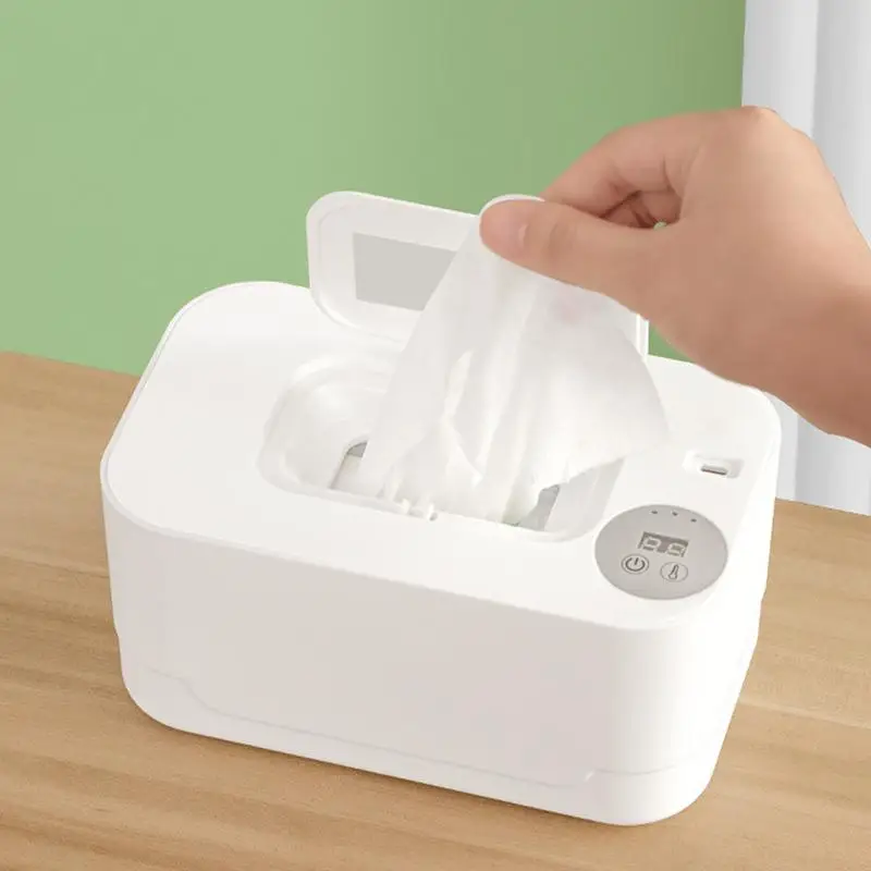 Pull Wipes Dispenser termostático, Wet Wipe Warmer para o bebê, Aquecedor de tecido molhado, Carregamento USB