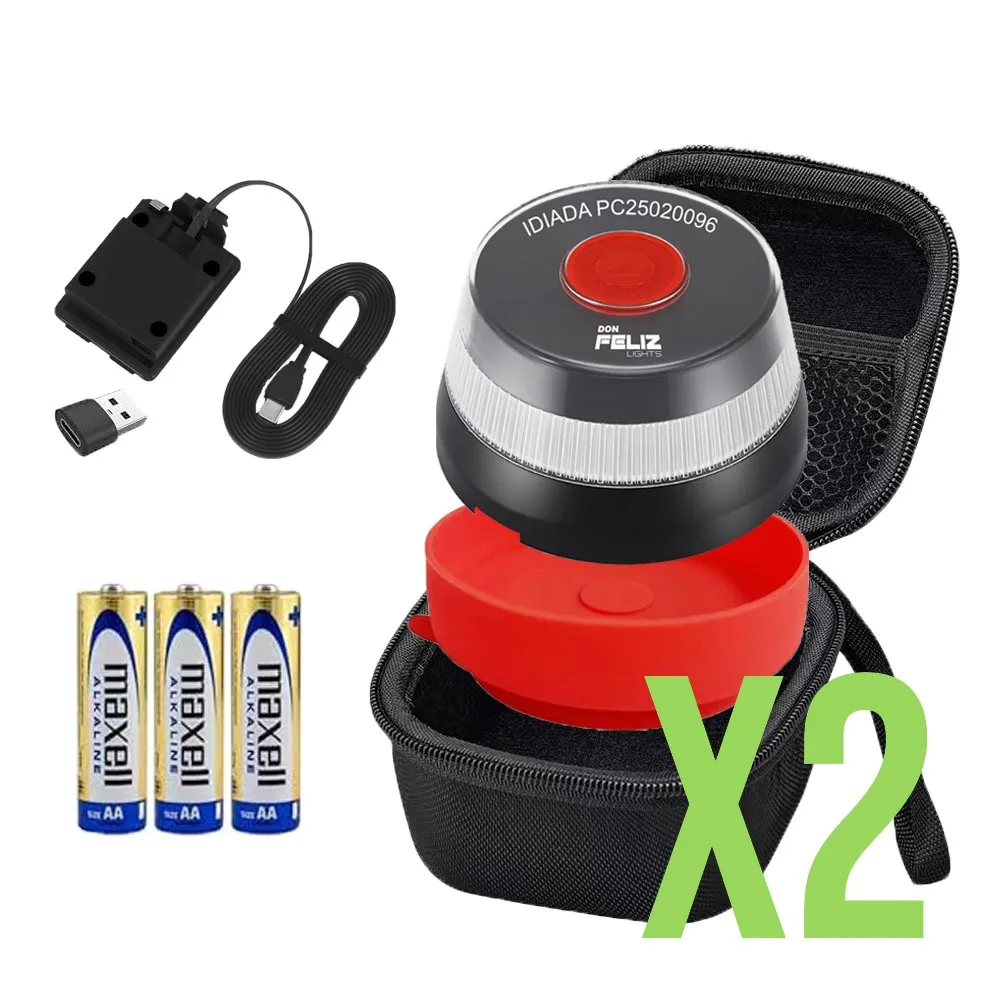2x KIT Baliza emergencia V16 Don FELIZ conectada con geolocalizacion DGT 3.0, ventosa ideal, bateria externa, luz de emergencia homologada, conectada 