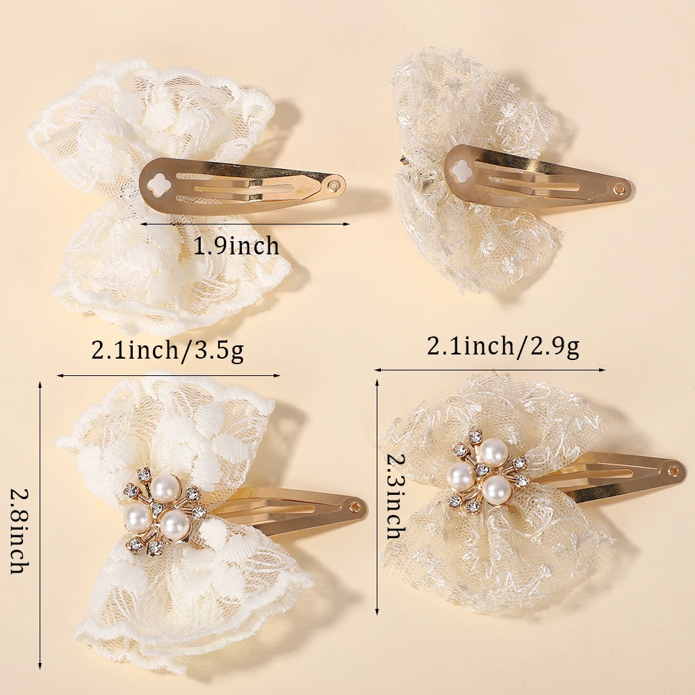 2/4cps أنيقة الرجعية شريطة من الدانتيل Bowknot دبوس الشعر للنساء الفتيات مشبك شعر الموضة إكسسوارات الشعر الحلو الأميرة الشريط BB Cli