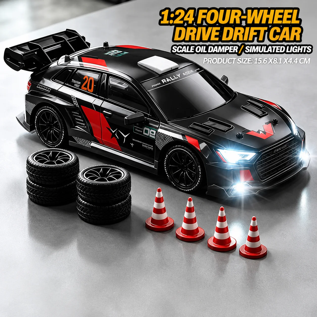 RC Rally Racing Car 4WD Drift, High-Speed Remote Control Vehicle, Cool Toy Model Birthday Gift for Boys